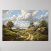 Olieschilderij van de wikkelingsweg door de heuvel poster (Voorkant)
