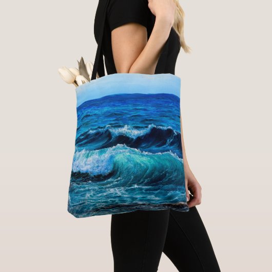 Olieschilderij waarop golven in de oceaan of zee o tote bag (Dichtbij)