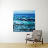 Olieschilderij waarop golven in de oceaan of zee o wandkleed (In situ)