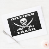 Olieveld afval, Derrickman, Redneck, Olie, Schedel Rechthoekige Sticker (Envelop)
