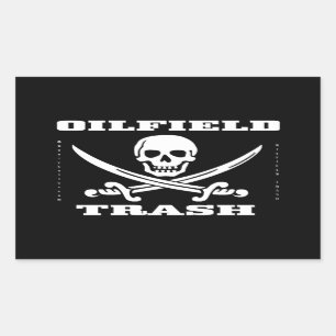 Olieveld afval, Derrickman, Redneck, Olie, Schedel Rechthoekige Sticker