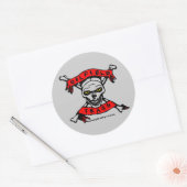 Olieveld afval, Sticker, schedel, Jolly Roger, Oli Ronde Sticker (Envelop)