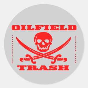 Olieveld Prullenbak Hard Pet Sticker, Olie, Gas, O Ronde Sticker