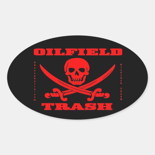 Olieveld Prullenbak, Schedel & Kruisbeenderen, Ruw Ovale Sticker (Voorkant)