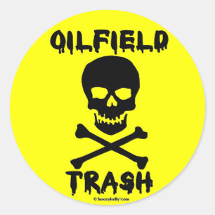 Olieveld Prullenbak Sticker, Jolly Roger, Piraat,  Ronde Sticker