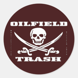 Olieveld Prullenbak Sticker, schedel en dwarsbeend Ronde Sticker