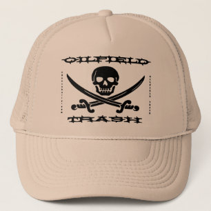 Olieveldafval, schedel en kruisbeenderen, olie, pi trucker pet