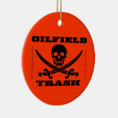 Olieveldafval, schedel & kruisbeenderen, olie, gas keramisch ornament (Rechts)