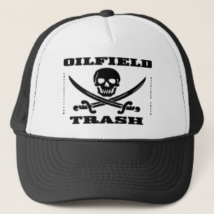 Olieveldafval, schedel & kruisbeenderen, olie, gas trucker pet