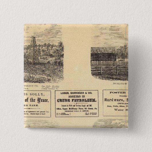 Olievelden, verblijf vierkante button 5,1 cm (Voorkant)