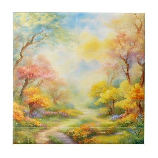 Olieverf Een Lentelandschap 2 Tegeltje (Voorkant)