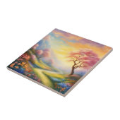 Olieverf een lentelandschap met rivier tegeltje (Zijkant)