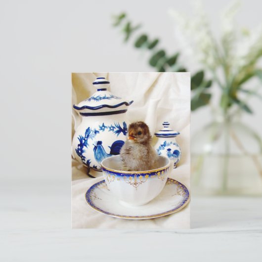 Olieverf-effect-skick en theebekertje in Studio Briefkaart (Staand voorkant)