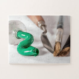 Olieverf en -penselen legpuzzel
