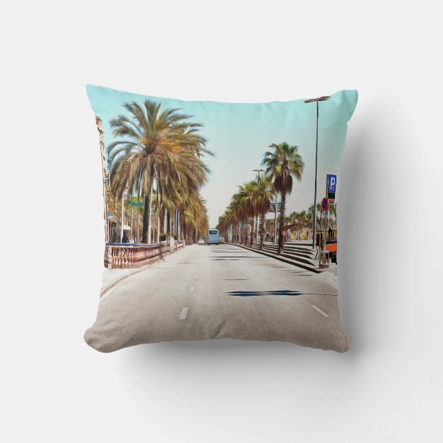 Olieverf. Imitatie. Illustratie. Broad street a Kussen (Voorkant)