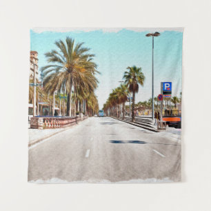 Olieverf. Imitatie. Illustratie. Broad street a Wandkleed
