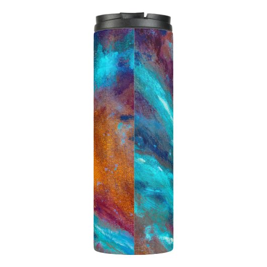 Olieverf op canvas. Abstracte kunstachtergrond. F Thermosbeker (Achterkant)