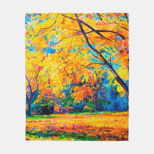 olieverf op canvas. Gele bomen. Moderne kunst. Fleece Deken (Voorkant)