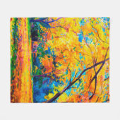 olieverf op canvas. Gele bomen. Moderne kunst. Fleece Deken (Voorkant (Horizontaal))