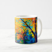 olieverf op canvas. Gele bomen. Moderne kunst. Koffiemok (Voorkant rechts)