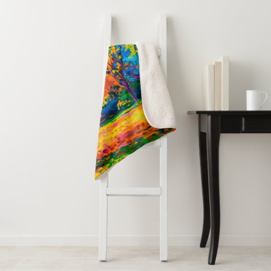 olieverf op canvas. Gele bomen. Moderne kunst. Sherpa Deken (In situ)