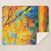 olieverf op canvas. Gele bomen. Moderne kunst. Sherpa Deken (Voorkant (horizontaal))