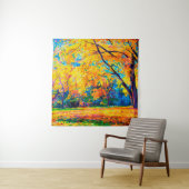 olieverf op canvas. Gele bomen. Moderne kunst. Wandkleed (In situ)