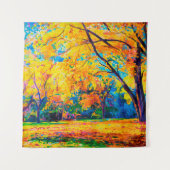 olieverf op canvas. Gele bomen. Moderne kunst. Wandkleed (Voorkant)