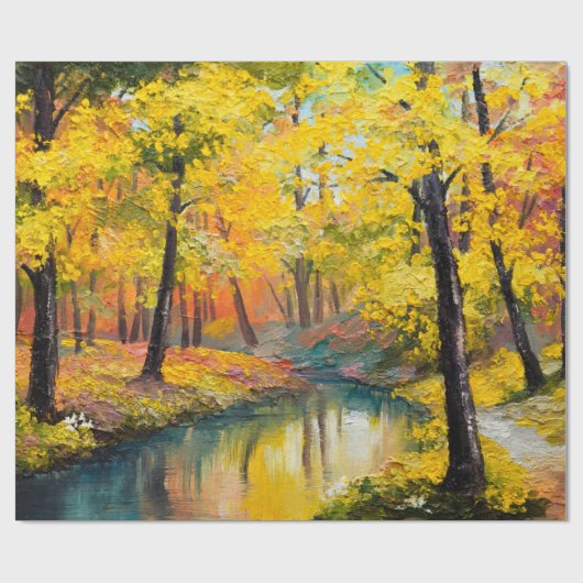 olieverf op canvas - herfstbosverf, olie, ar cadeaupapier (Vlak)