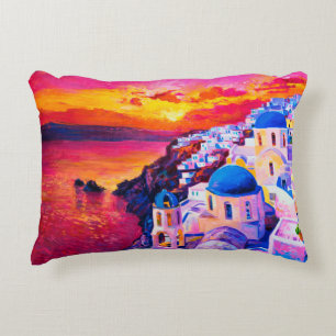 olieverf op canvas. Sunset over het eiland. M Accent Kussen