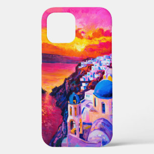 olieverf op canvas. Sunset over het eiland. M iPhone 12 Hoesje