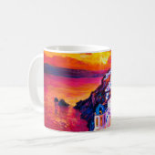 olieverf op canvas. Sunset over het eiland. M Koffiemok (Voorkant links)