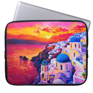 olieverf op canvas. Sunset over het eiland. M Laptop Sleeve