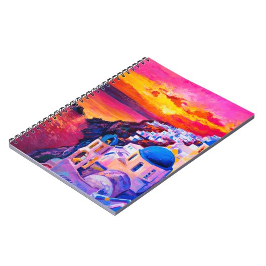 olieverf op canvas. Sunset over het eiland. M Notitieboek (Linkerzijde)