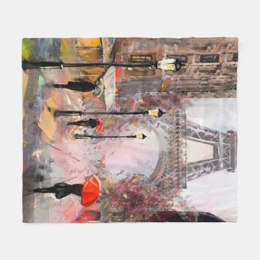 olieverf op het canvas, uitzicht van Parijs. Artw Fleece Deken (Voorkant (Horizontaal))