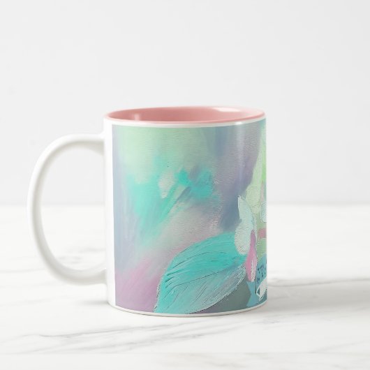 Olieverf Orthensia Bloem, Bijbels Vrouwengeloof Tweekleurige Koffiemok (Links)