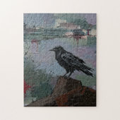 Olieverf Raven – Sombere Corvid Gotiek Legpuzzel (Verticaal)