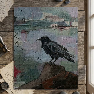 Olieverf Raven – Sombere Corvid Gotiek Legpuzzel