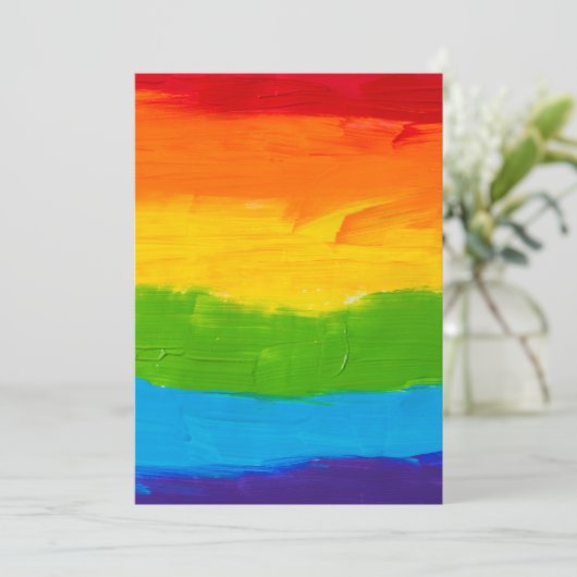 Olieverf Regenboog LGBT Uitnodiging – Dappere Trot (Staand voorkant)
