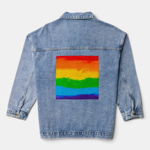 Olieverf Regenboogkleuren homoseksuele LGBT's Denim Jacket