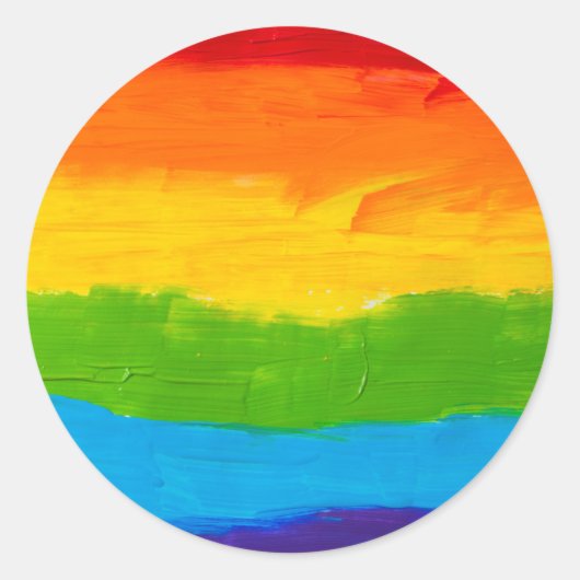 Olieverf Regenboogkleuren homoseksuele LGBT's Ronde Sticker (Voorkant)