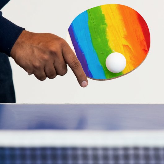 Olieverf Regenboogkleuren homoseksuele LGBT's Tafeltennisbatje (Insitu)