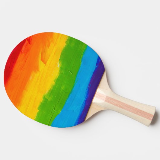 Olieverf Regenboogkleuren homoseksuele LGBT's Tafeltennisbatje (Zijkant)