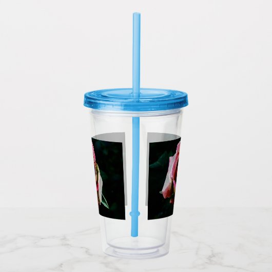 Olieverf rode roos acryl drinkbeker (Rechts)