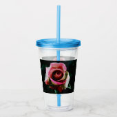 Olieverf rode roos acryl drinkbeker (Voorkant)