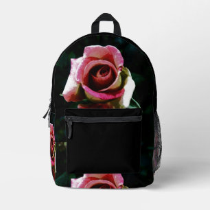 Olieverf rode roos bedrukte rugzak