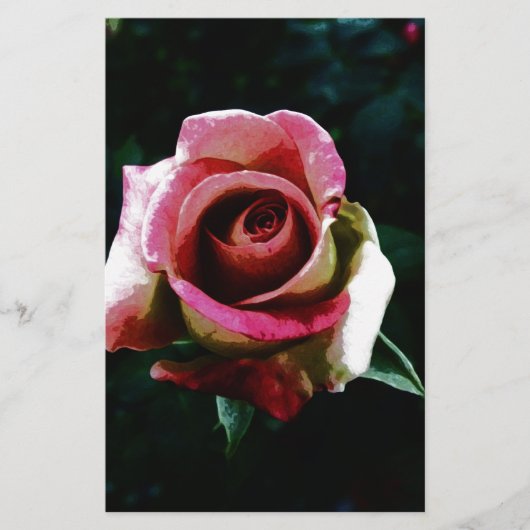 Olieverf rode roos briefpapier (Voorkant)