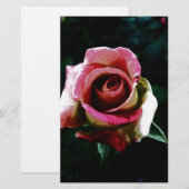 Olieverf rode roos briefpapier (Voorkant / Achterkant)