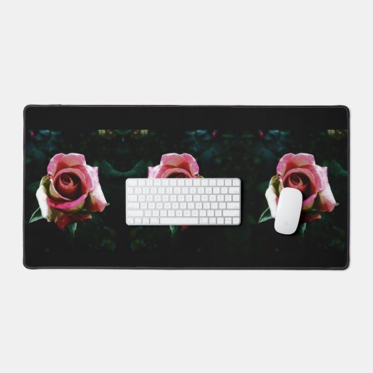 Olieverf rode roos bureaumat (Keyboard & Muis)