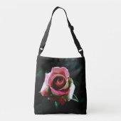 Olieverf rode roos crossbody tas (Achterkant)